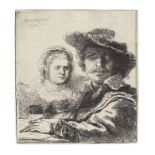 Rembrandt Harmensz van Rijn (1606-1669) Self-Portrait with Saskia Etching, 1636, on laid paper, a...