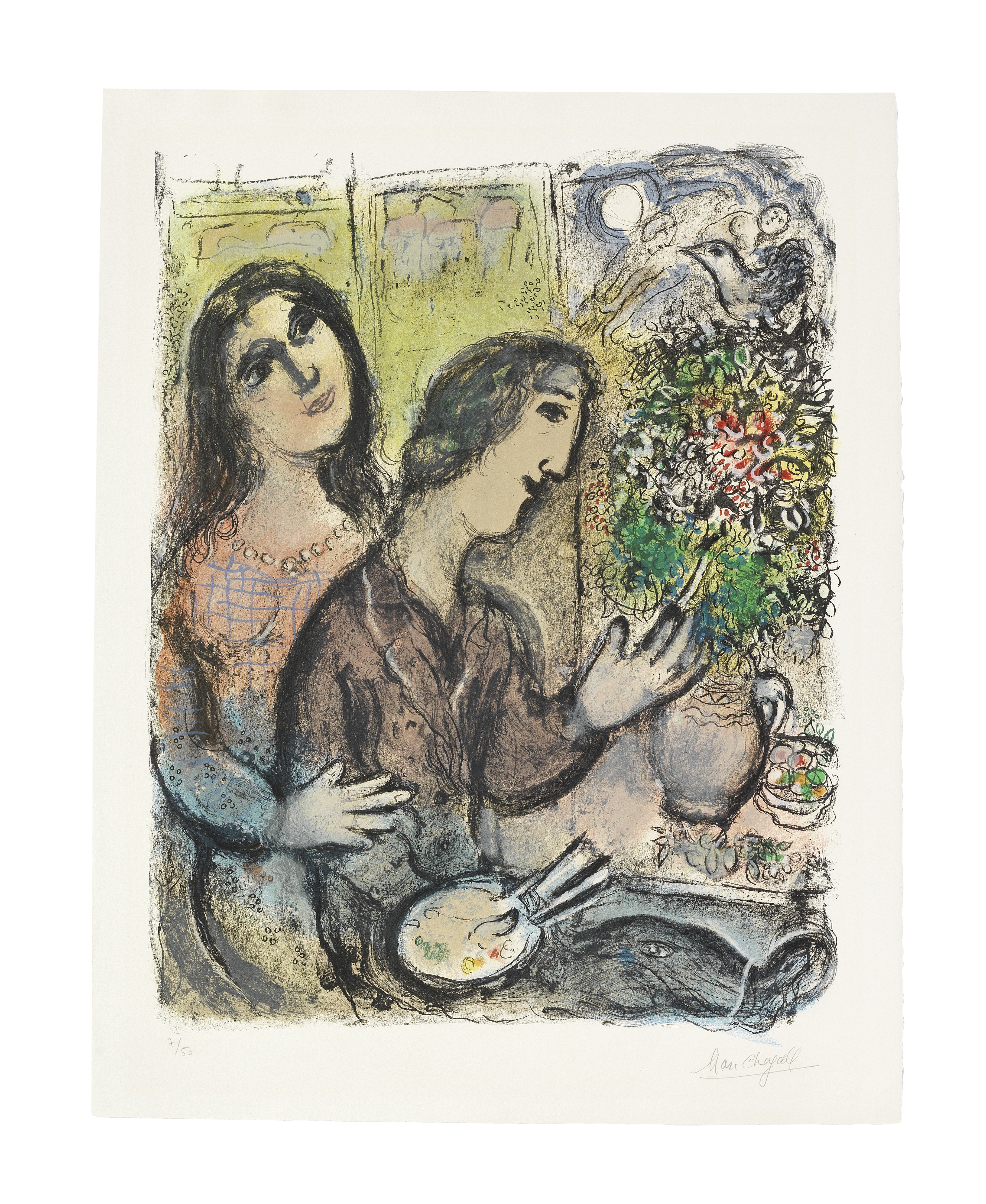 Marc Chagall (1887-1985) La Femme du Peintre Lithograph in colours, 1971, on Arches wove paper, s...