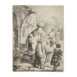 Rembrandt Harmensz van Rijn (1606-1669) Abraham casting out Hagar and Ishmael Etching, 1637, on l...