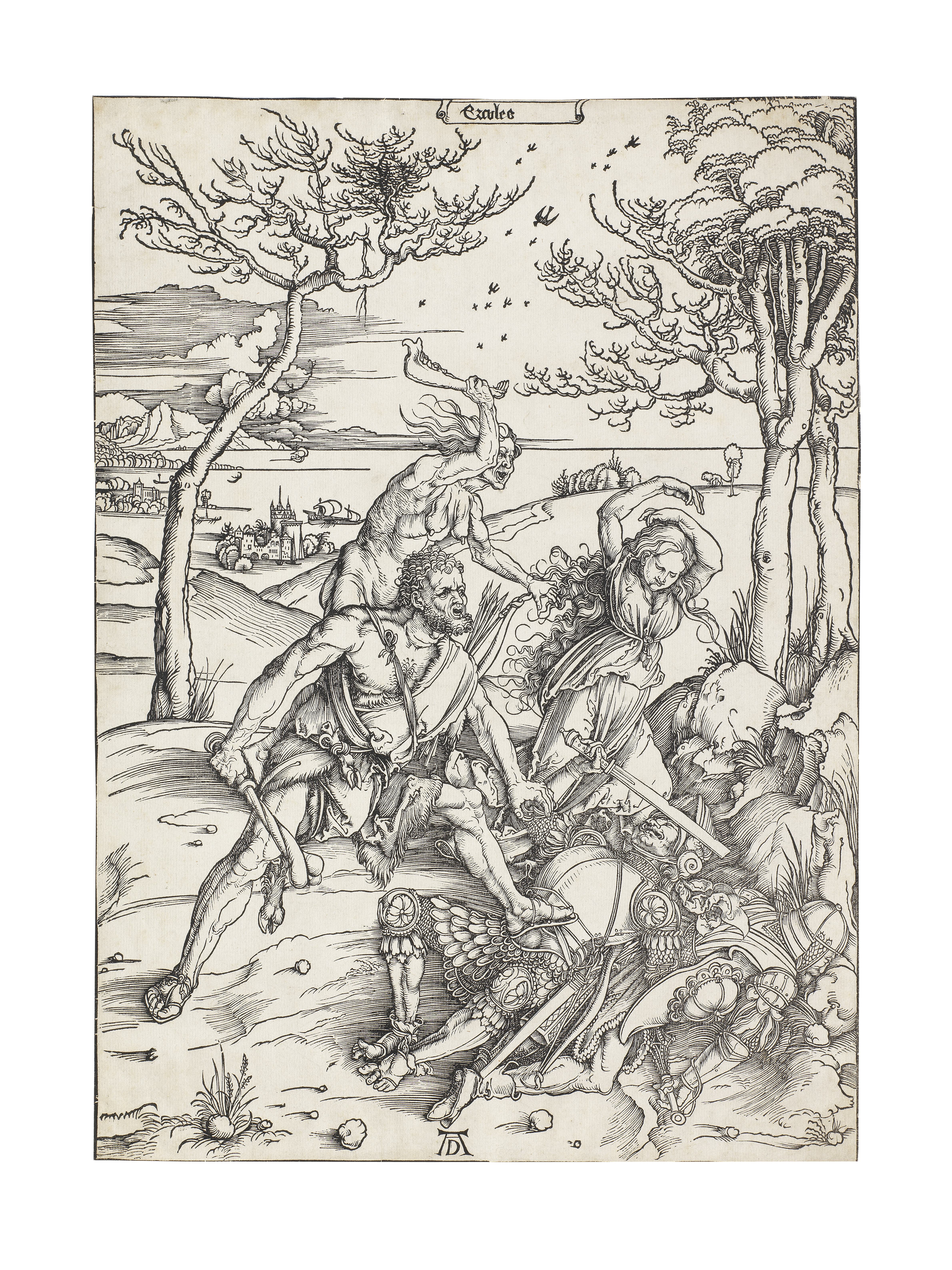 Albrecht Dürer (1471-1528) Hercules killing Cacus (conquering the Molionide Twins) Woodcut, circa...