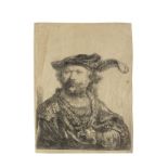 Rembrandt Harmensz van Rijn (1606-1669) Self-Portrait in a velvet cap with plume Etching, 1638, o...