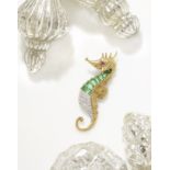 A diamond and enamel seahorse brooch, Schlumberger for Tiffany & Co.