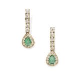 A pair of emerald and diamond earrings