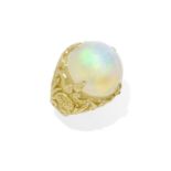 An opal cabochon ring