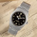 Rolex. A rare stainless steel automatic bracelet watch with early gloss dial Explorer, Ref: 1016,...