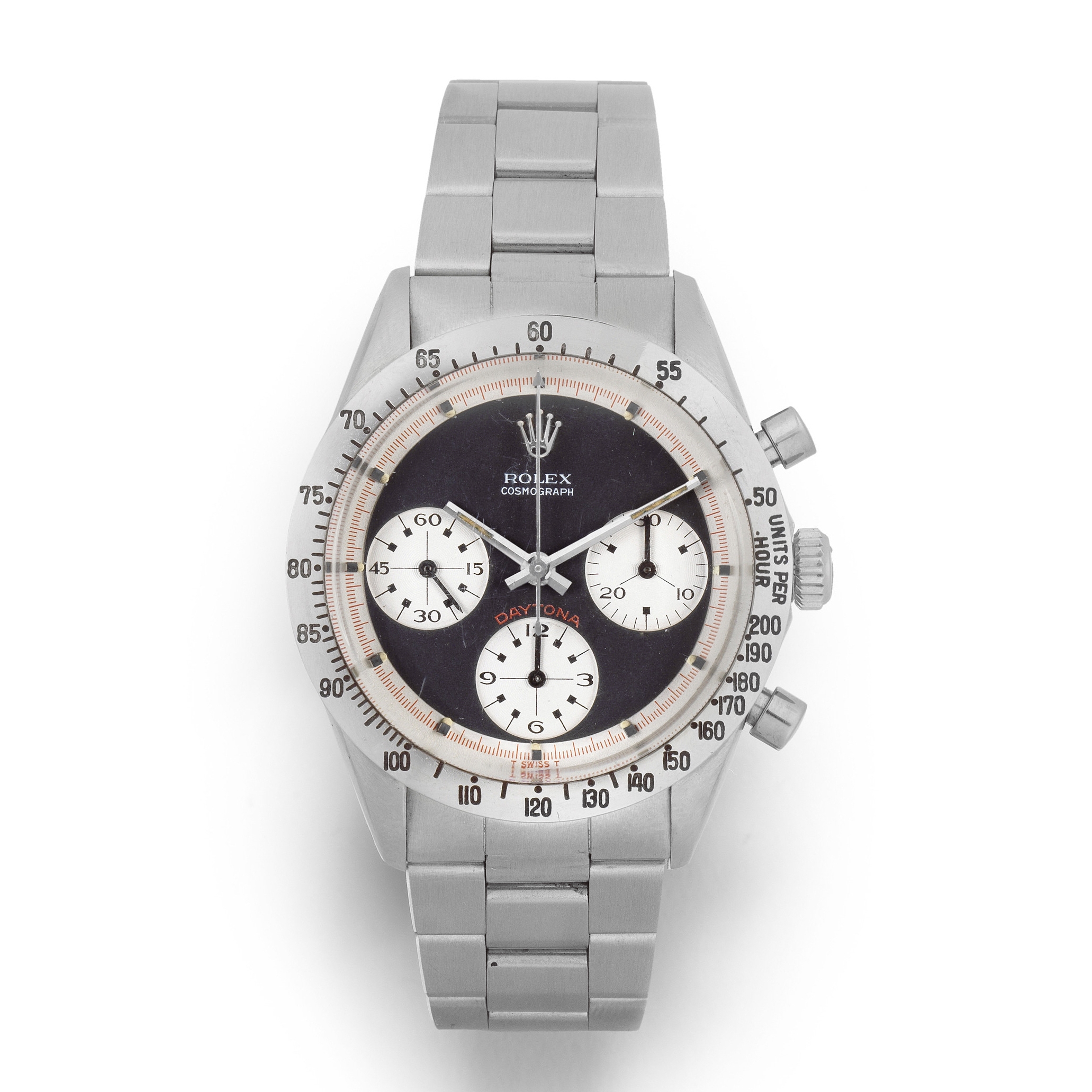 Rolex. A rare stainless steel manual wind chronograph bracelet watch with exotic Paul Newman dial...