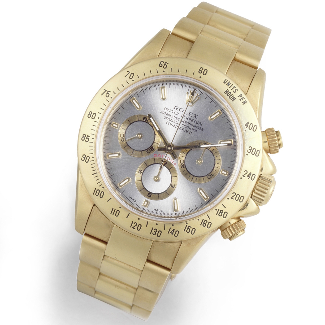 Rolex. An 18K gold automatic chronograph bracelet watch Daytona 'Zenith', Ref: 16528, Circa 1996