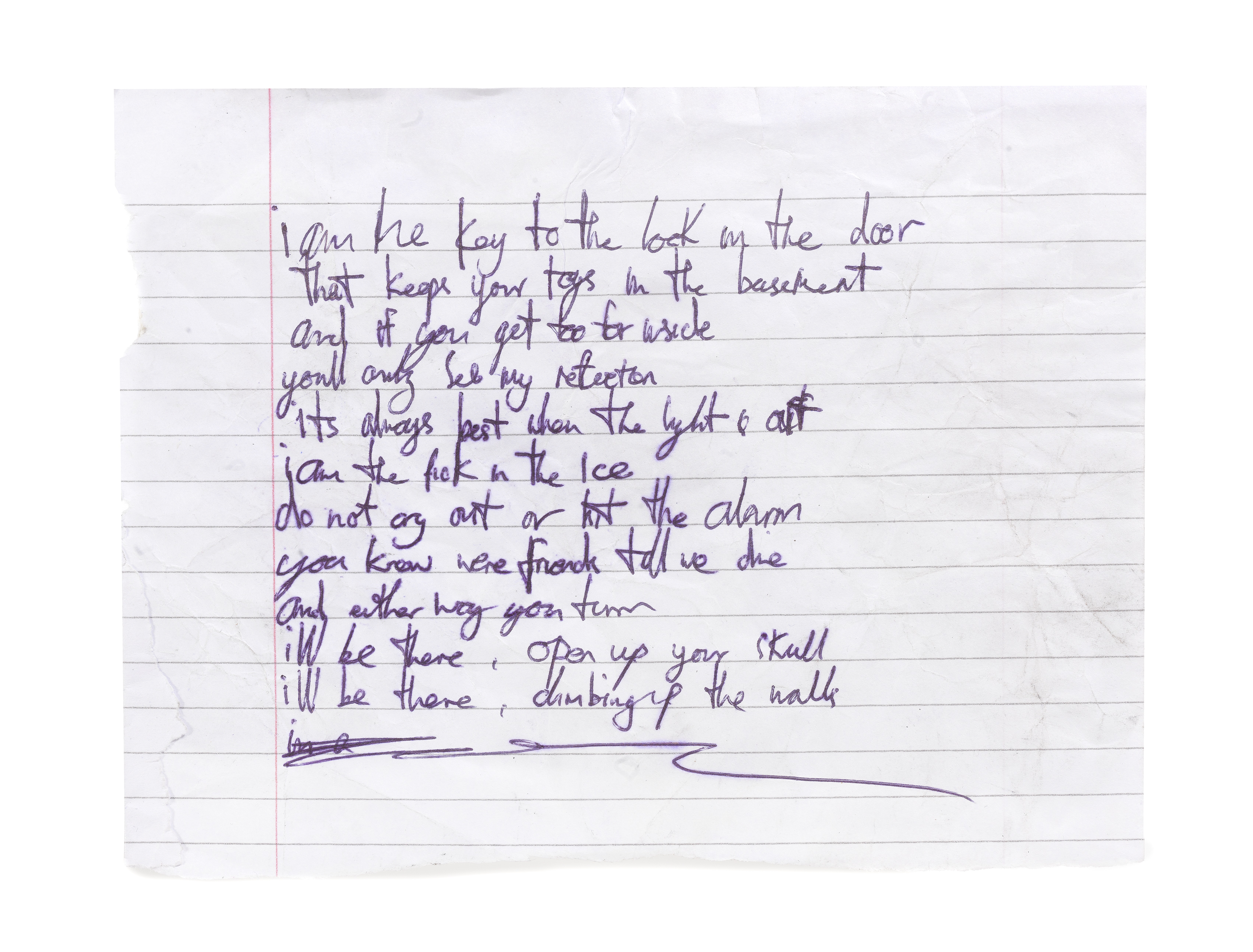 Radiohead: Thom Yorke handwritten lyrics for Climbing Up The Walls and an autographed copy of the... - Image 2 of 2