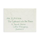 Harry Potter: A Hogwarts acceptance letter with envelope from The Philosopher's Stone, Warner Bro...