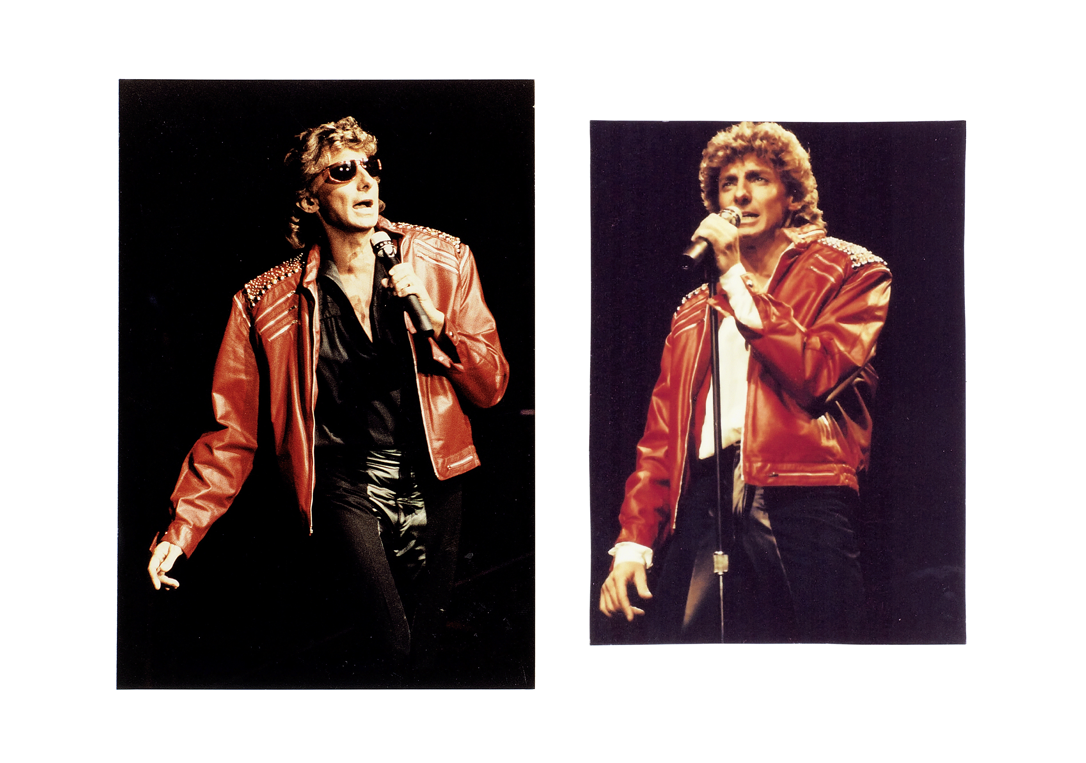 Barry Manilow: A red leather jacket worn on stage during his world tour, 1984, - Image 3 of 3