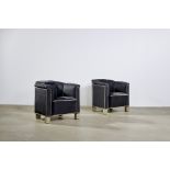 Josef Hoffmann (1870-1956) Pair of Lounge Chairscirca 1905original silk upholstery, feet applied ...