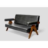 Pierre Jeanneret (1896-1967) Sofadesigned 1958teak, vinyl upholsteryheight 30 1/4in (77cm); width...