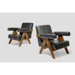 Pierre Jeanneret (1896-1967) Pair of Lounge Chairsdesigned 1958teak, vinyl upholsteryheight 30 1...