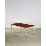 Tommi Parzinger (1903-1981) Dining Tablecirca 1950for Parzinger Originals, brass, sycamore, mahog...