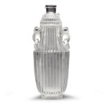 A rock crystal vase and cover with ribbed wall