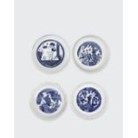 A group of four blue and white export dishes Late Ming (4)