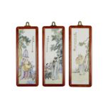 A group of three polychrome enameled porcelain plaques Republic period (3)