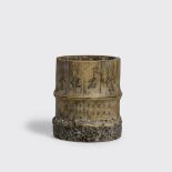 An Yixing stoneware faux-bamboo brush pot 19th/20th century