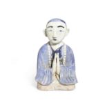 A blue and white bust of a Buddhist monk Late Joseon dynasty