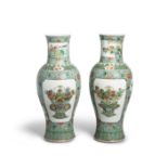 A pair of famille verte enameled baluster vases Late Qing/Republic period (2)