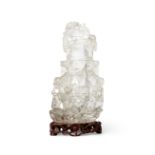 A large rock crystal 'phoenix' vase and cover