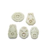 Five jade pendants with movable medallions (5)