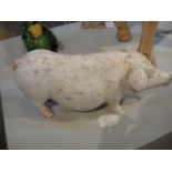 A Painted Gray Pottery Figure of a Sow Han dynasty