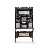 An export-style display cabinet with cloisonné enamel panels, shodana Meiji/Taisho era