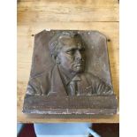 An Antique memorial bronze chalk wall plaque