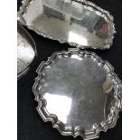 A Lot of 3 Antique silver plated serving trays, One has 3 scroll feet supports and is made by Walker