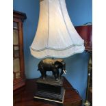 A Large alabaster elephant figure table lamp. Working.