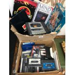 Vintage Commodore accessories and 2 boxes filled with games.