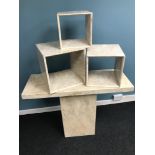 Marble console table together with 3 matching marble cube displays.