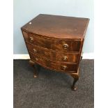 A Vintage Queen Anne leg 3 drawer chest. Measures 67.5cm in height