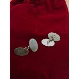 A Pair of 9ct gold engraved cufflinks. Weight 6.5grams.