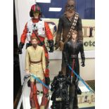 A Lot of 5 Large and medium sized Star Wars figures, Includes Chewbacca, Darth Vader & Obi Wan