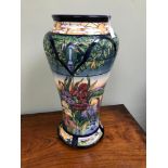 Large Moorcroft panamore 2002 vase, signed by R J Bishop. Limited edition. Stands at 52cm in height,