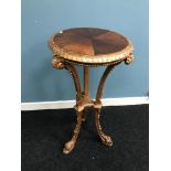 A Regency gilt plant stand fitted with a hard wood top. Measures 82cm in height.