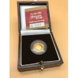 A 2002 Gold proof Britannia £10 coin from the Royal Mint collection. Weighs 3.41 grams. Comes with