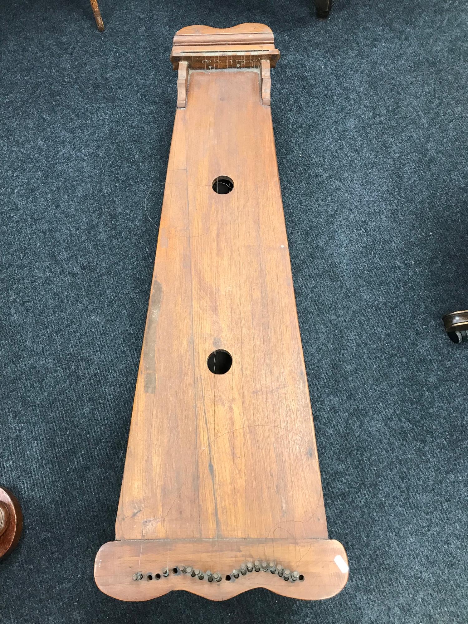 A Large 19th Century Malaysian hardwood Zither/ Guqin sit down instrument. Comes with wooden tone/ - Image 4 of 6