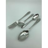 2 Sheffield silver fork & spoon set, together with 2 Sheffield silver spoons.