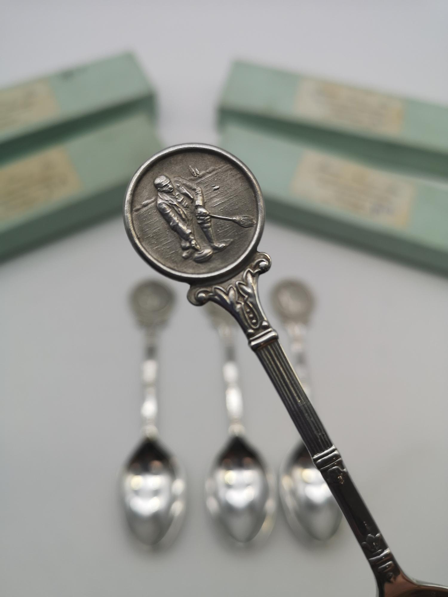 A lot of 4 Birmingham silver souvenir curling spoons, makers William James Dingley. Complete with - Image 2 of 2