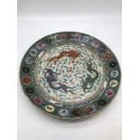 Kangxi Nian Zhi highly decorative wall plate. Depicting dragons. Hand painted. Measures 25.5cm in