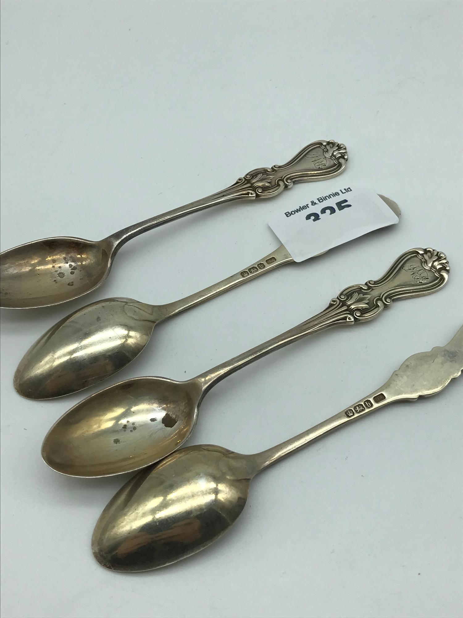 A Lot of 4 Sheffield silver tea spoons, Makers Aitken Brothers.