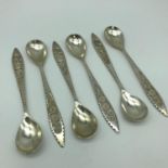 A Set of six 800 grade Maltese silver tea spoons.