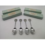 A lot of 4 Birmingham silver souvenir curling spoons, makers William James Dingley. Complete with