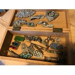 A Box containing vintage Art Deco Brooches, Pendants and earrings.