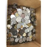 A Box filled with mixed world coins, Includes British, German & Swiss.