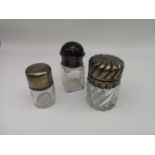 A London silver collared top perfume bottle, together with a Birmingham silver top & collared