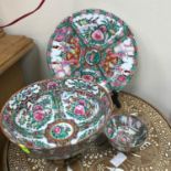 A Lot of three 20th century Chinese Famille Rose porcelain bowls and plate.